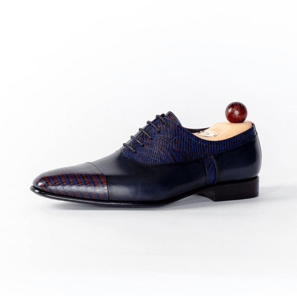 Oxford Plain Blau & Burgundy - Michael & Albina Exklusive Schuhe - Online Shop