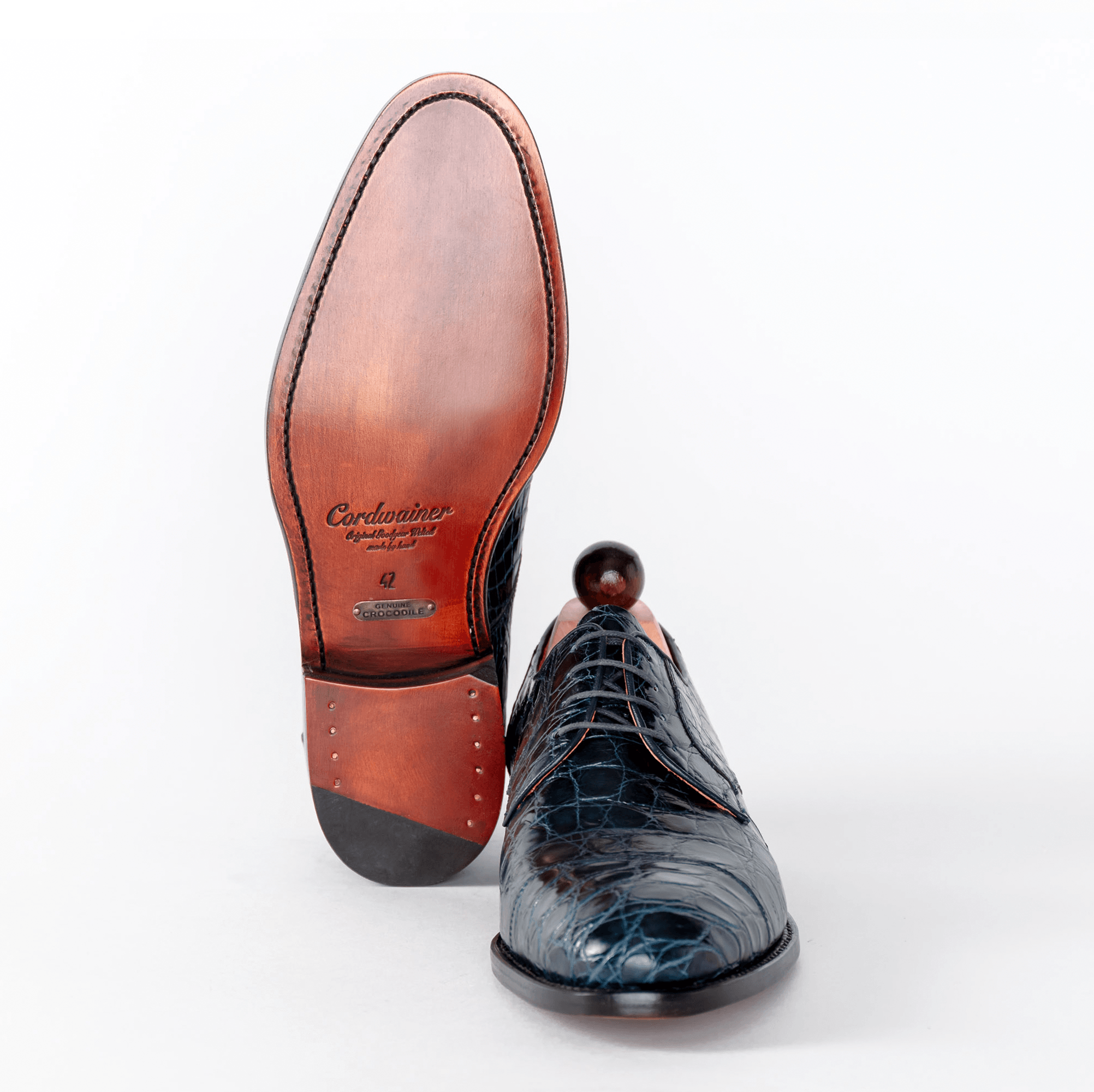 Echt Crocco Leder - Blau&Navy - Michael & Albina Exklusive Schuhe - Online Shop